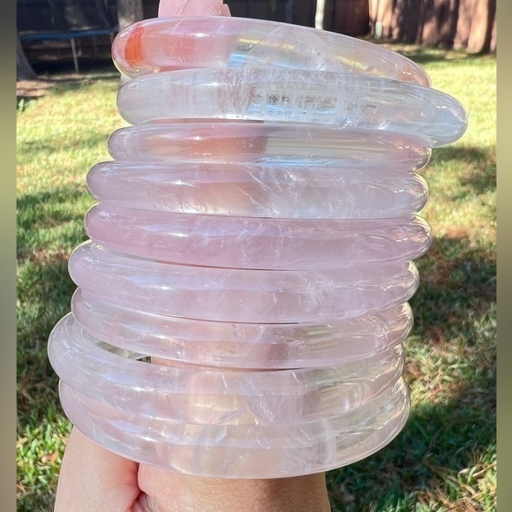 Top grade  Star rose quartz Rose  quartz / clear quartz bracelet / bangle